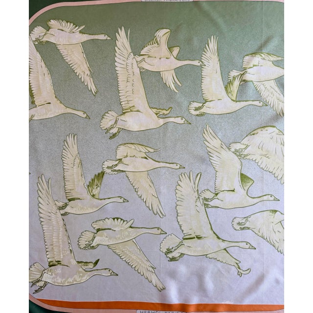 1980s Hermès Oiseaux Migrateurs 1980 Silk Scarf Designed by Latham Caty For Sale - Image 5 of 12