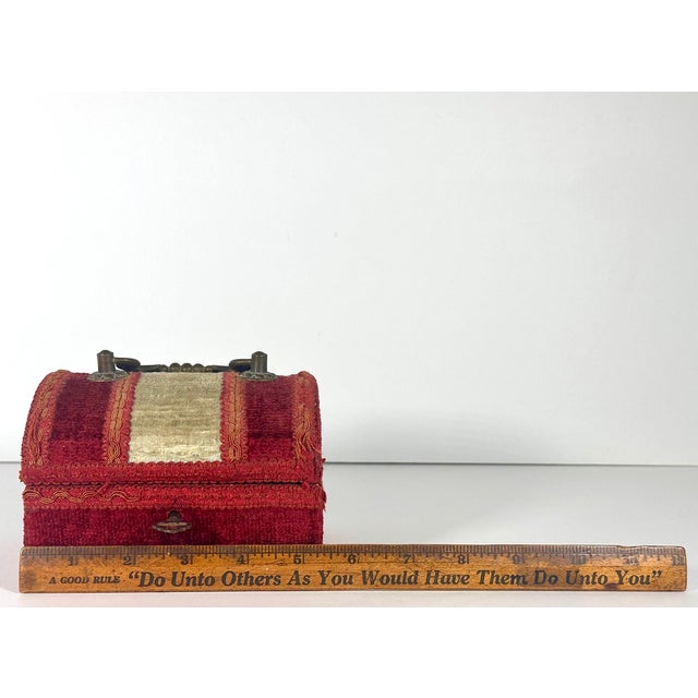 Antique Velvet Jewelry, Trinket or Sewing Box For Sale - Image 17 of 18