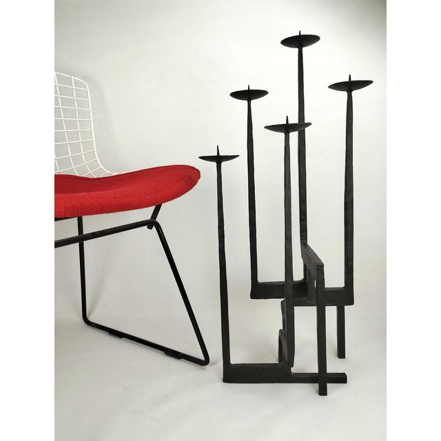 Large Brutalist Wrought Iron Floor Candlestick, 1960s For Sale - Image 10 of 11