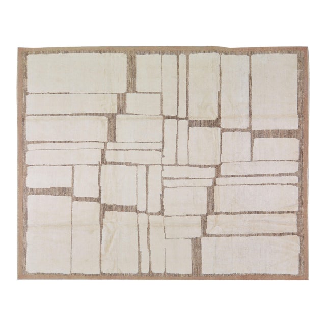 Moroccan Hand Knotted Wool Rug, 10'x14' For Sale