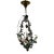 Vintage Floral and Metal Single Bulb Hanging Fixture For Sale