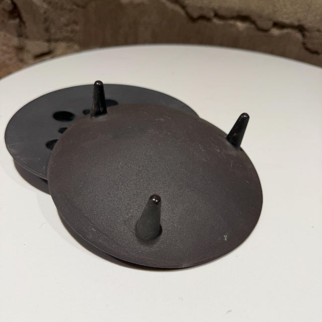 Dansk Designs Jens Quistgaard Cast Iron Candle Holder Dansk Moon Crater For Sale - Image 4 of 8