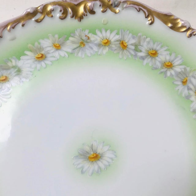 Traditional Limoges France Gilded Green Daisy Chain Serving Platter For Sale - Image 3 of 7