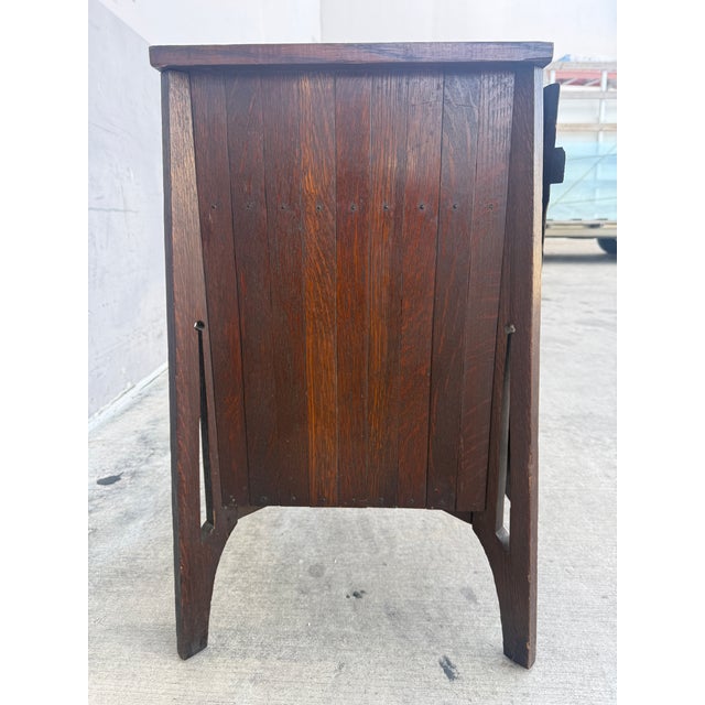Brown The Lakeside Craft Shops Art & Crafts Misson Oak Smoking Stand For Sale - Image 8 of 12