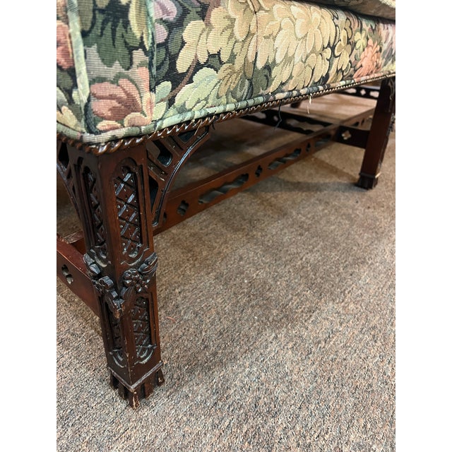 Wood 1980s Henredon Natchez Historic Collection Stretch Carved Mahogany Base Sofa For Sale - Image 7 of 10