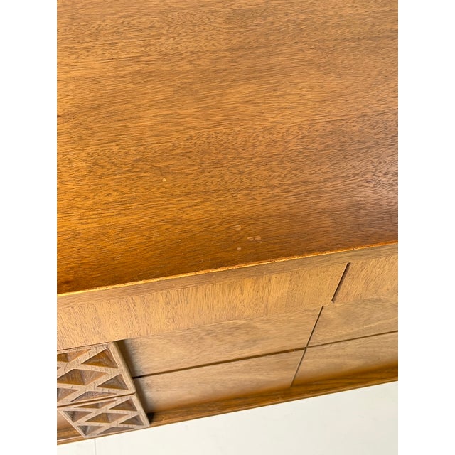 Mid-Century Modern Bassett "Zenith" Walnut Triple Dresser For Sale - Image 13 of 14