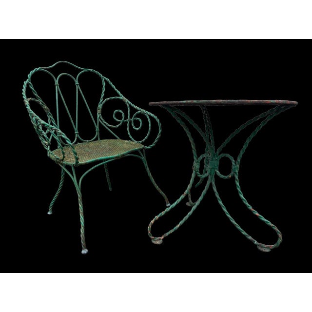 Set of Twisted Iron Garden Chair and Table, 1900s For Sale - Image 5 of 18