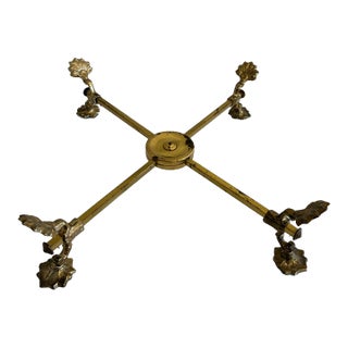 Vintage Mid-Century Modern Adjustable Brass Trivet With Ornate Shell Details For Sale