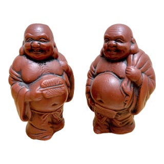 Vintage Happy Buddha Salt and Pepper Shakers, a Pair For Sale