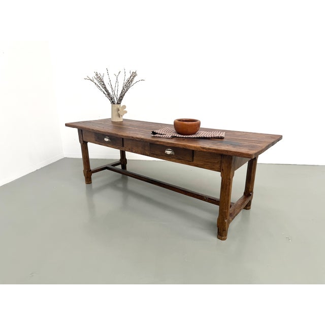 Antique French Farmhouse Table in Oak, 1890 For Sale - Image 9 of 18