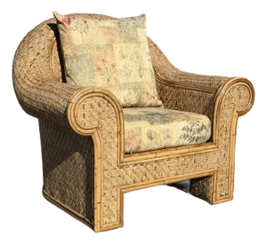 Late 20th Century Ralph Lauren Attributed Wicker Rattan Lounge Chair