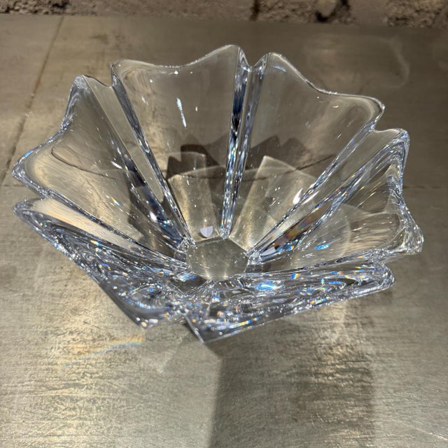 Vintage Orrefors Orion Clear Crystal Art Glass Bowl Lars Hellsten,Sweden For Sale - Image 9 of 9