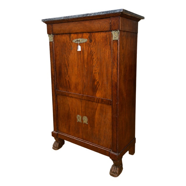 Empire Secretary Desk in Mahogany and Gilt Bronze For Sale