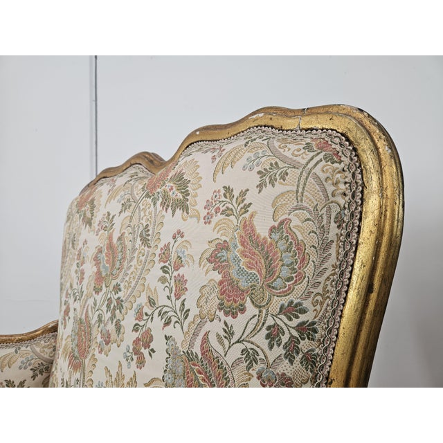20th Century Italian Baroque Style Bergère Armchairs in Carved and Gilded Wood, Set of 2 For Sale - Image 9 of 18