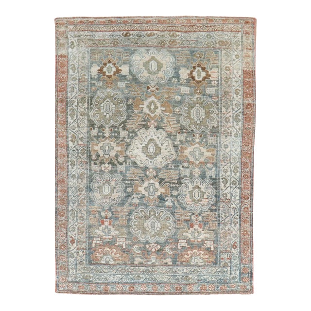 Antique Zabihi Collection Green Persian Bidjar - 3'9" x 5' For Sale