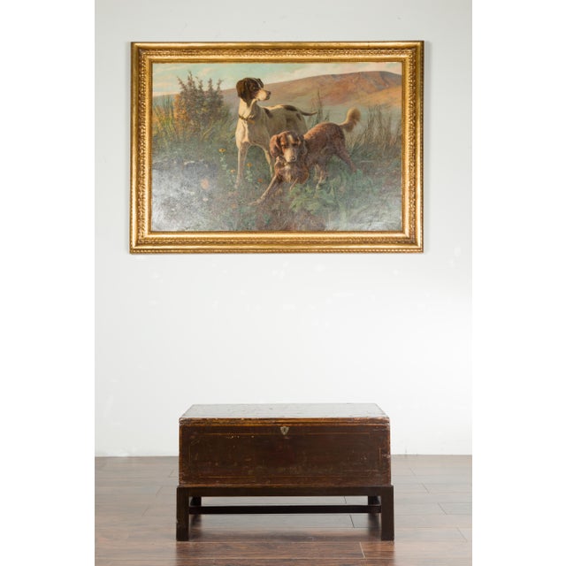 Brown English 19th Century Painted Wood Box Mounted on a Newer Custom Stand For Sale - Image 8 of 12