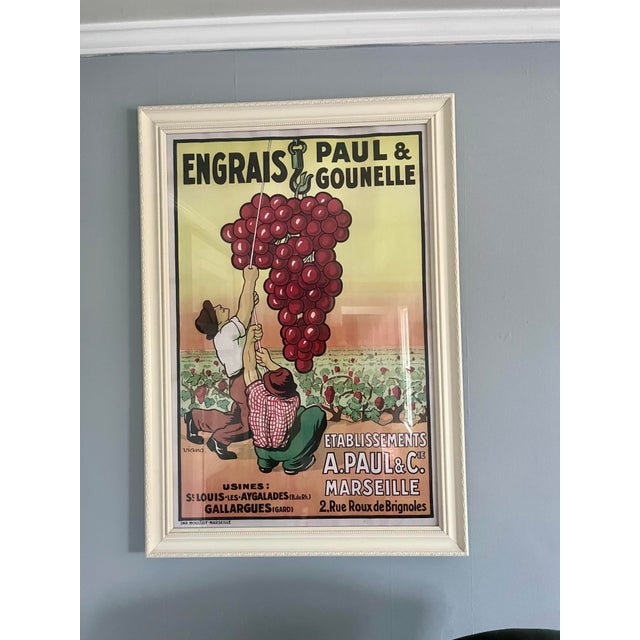 1980s Vintage “Engrais Paul & Gounelle” French Poster by Viano — Framed Agricultural Advertising Print For Sale - Image 4 of 4