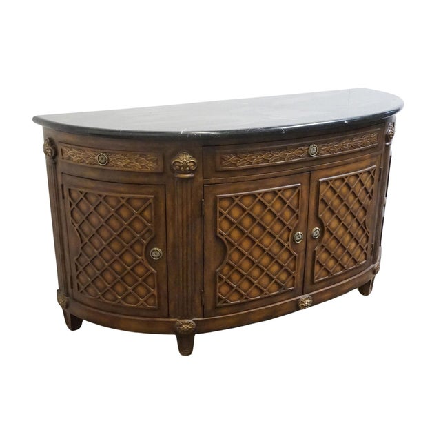 Collezione Europa Mahogany Traditional Neoclassical Revival 66" Demilune Buffet W. Granite Top For Sale - Image 4 of 13