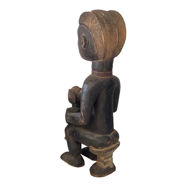 Vintage Baule Maternity Figure Sculpture Cote d'Ivoire Africa 18.5" H For Sale In New York - Image 6 of 8
