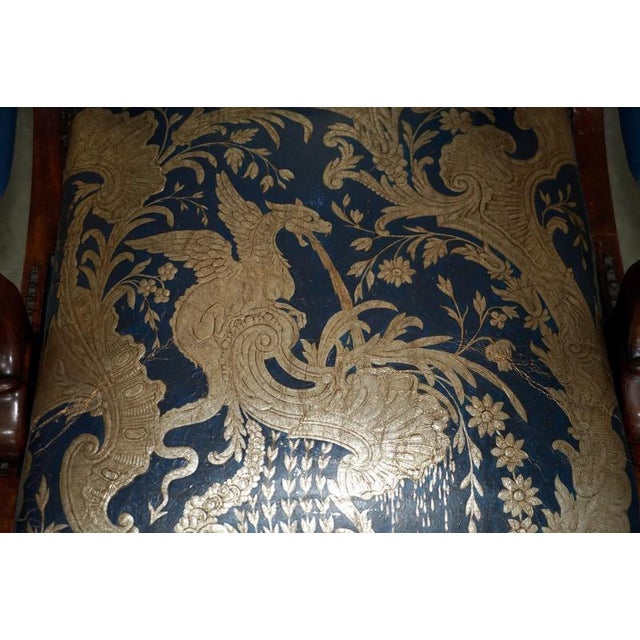 Antique Napoleonic Hardwood and Blue Leather Reclining Library Armchair by Robert Daws, 1830s For Sale - Image 6 of 18