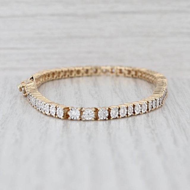 Modern 1.70ctw Diamond Tennis Bracelet 14k Yellow Gold 9" 3.8mm For Sale - Image 3 of 8