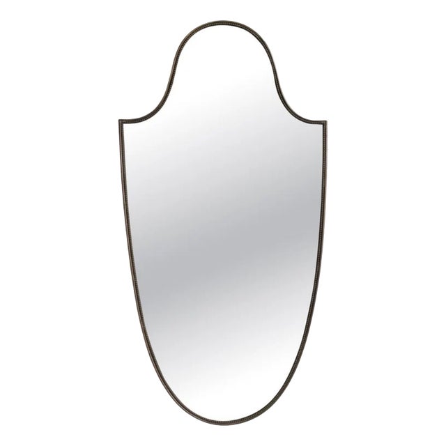 Mid-Century Italian Wall Mirror with Brass Frame and Beading, 1960s For Sale