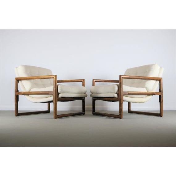 Mid-Century Modern 1970s Vintage Milo Baughman for Thayer Coggin Scoop Lounge Chairs- A Pair For Sale - Image 3 of 9
