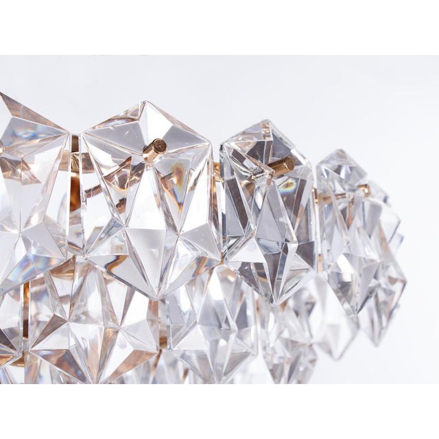 Kinkeldey Flush Mount Crystal & Gilt Brass Chandelier, Germany, 1970s For Sale - Image 4 of 11