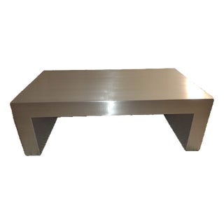 Waterfall Coffee Table in Brushed Stainless Steel, 36"x24"x16" (3") Ponoma For Sale