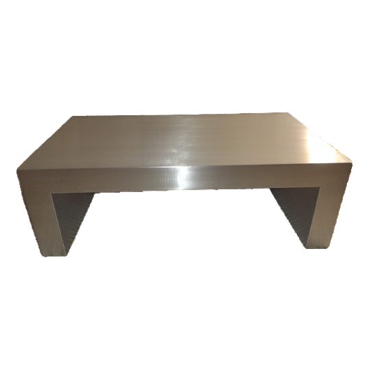 Waterfall Coffee Table in Brushed Stainless Steel, 36"x24"x16" (3") Ponoma For Sale