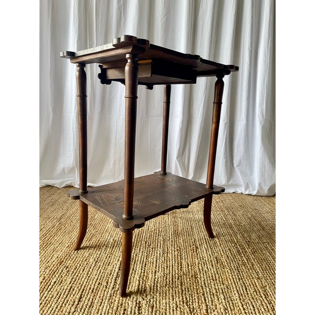 French Art Nouveau Walnut Side Table, 1890s For Sale - Image 17 of 18