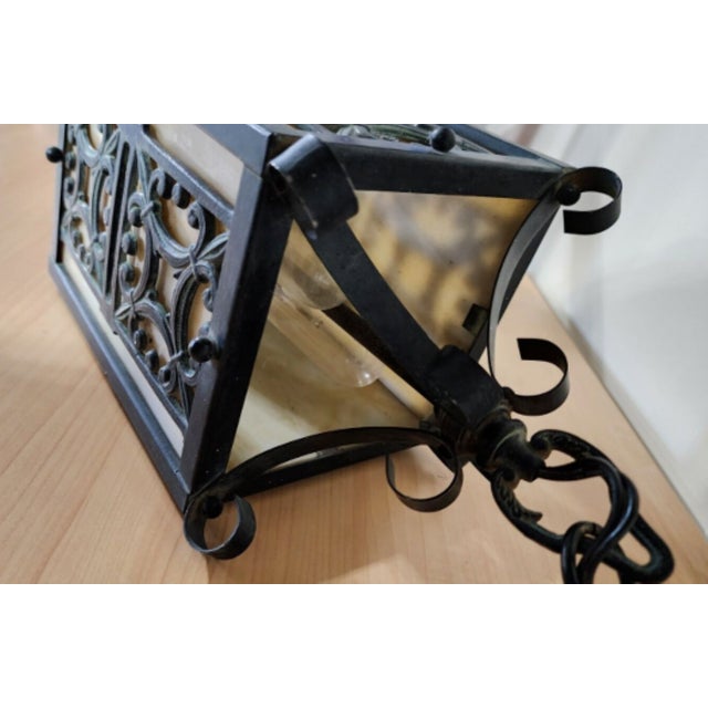 Black Antique, Caramel Slag Glass Pendant Light For Sale - Image 8 of 15