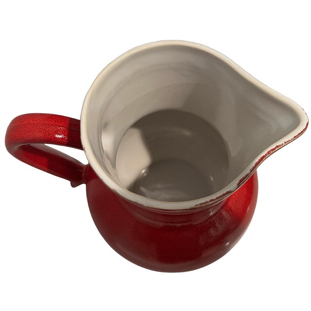 Ceramic Vintage Modern Émile Henry France Red Glazed Ceramic Pitcher For Sale - Image 7 of 13