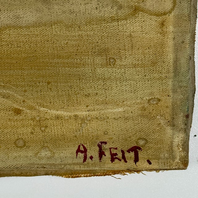 1960s 1st Time to Market, Folk Art O/C Painting by Abraham Feit, New York City Dealer & Artist For Sale - Image 10 of 12