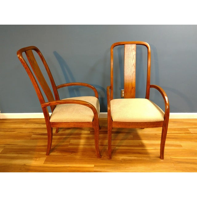 Transitional Late 20th Century Thomasville Oak Dining Chairs - Set of 6 For Sale - Image 3 of 6