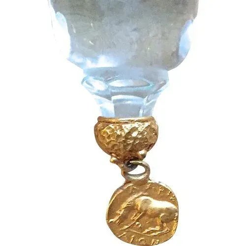 Late 20th Century Vintage Ram's Head Gilt Brass & Glass Vase For Sale - Image 5 of 6