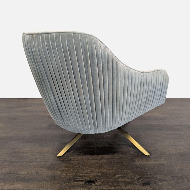 West Elm West Elm Roar & Rabbit Pleated Velvet Swivel Chair For Sale - Image 4 of 11