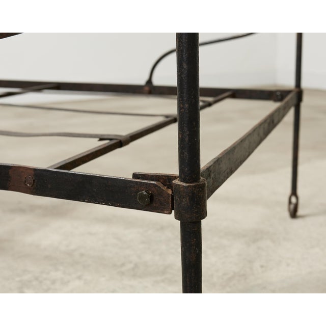 19th C. French Napoleon III Empire Wrought Iron Bronze Daybed For Sale - Image 10 of 16
