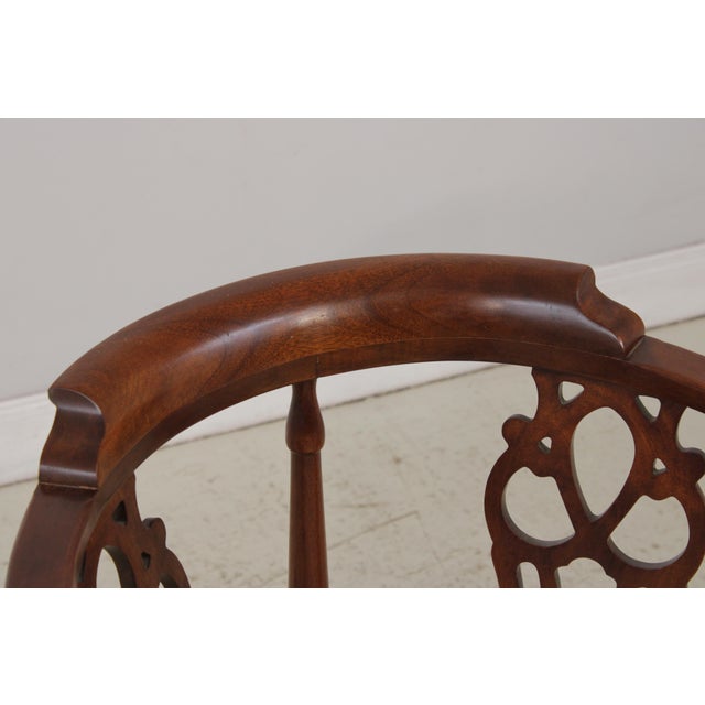 1980s Hickory Chair Company Chippendale Mahogany Corner Chair For Sale - Image 5 of 15