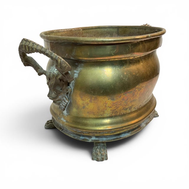 Brass Lions Head & Claw Feet Jardinière Planter For Sale - Image 14 of 14