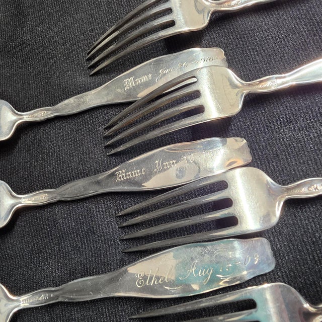 Silver Antique Whiting Lily of the Valley Sterling Silver Luncheon Forks - Set of 12 For Sale - Image 8 of 13