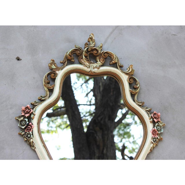 Vintage Baroque Floral Ornate Wall Mirror with Console Shelf, 1970s, Set of 2 For Sale - Image 4 of 14