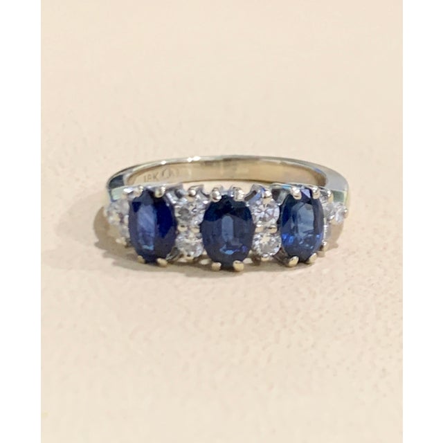 2.5ct Blue Sapphire & 0.6ct Diamond Cocktail Ring in 18 Karat White Gold Estate For Sale - Image 14 of 18
