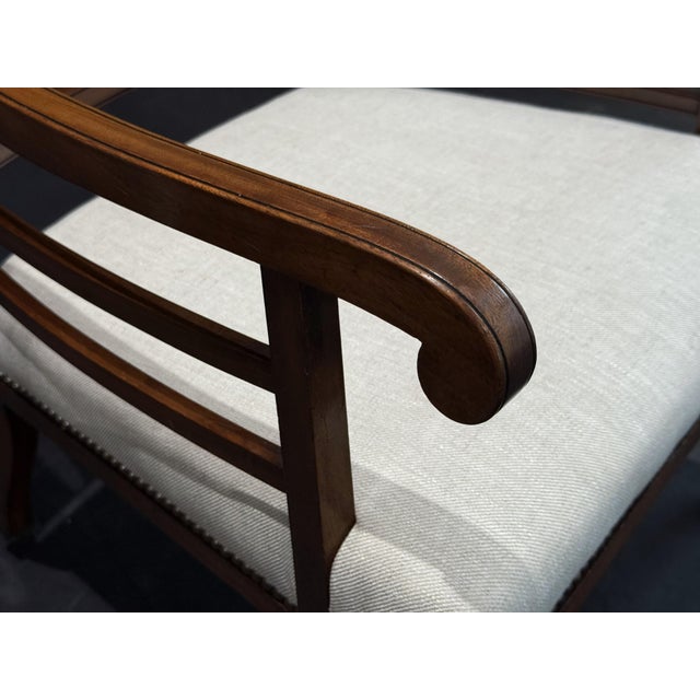 Linen English Vernacular Reading Chair or Armchair of Mahogany From the Georgian Era For Sale - Image 8 of 13