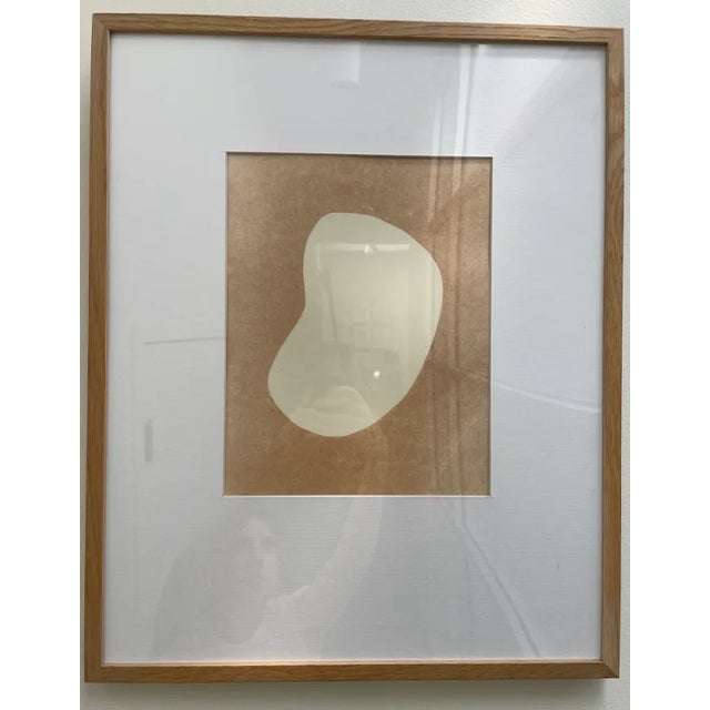 Abstract Cut Paper Artwork in White Oak Frame signed by Svetlana Bogatcheva 2017. Gloss paper on blush multi-textured...