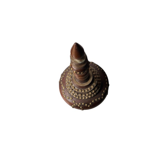 Wood Mid-20th Century Burmese Wooden Temple Finial With Brass Stud Detailing For Sale - Image 7 of 7