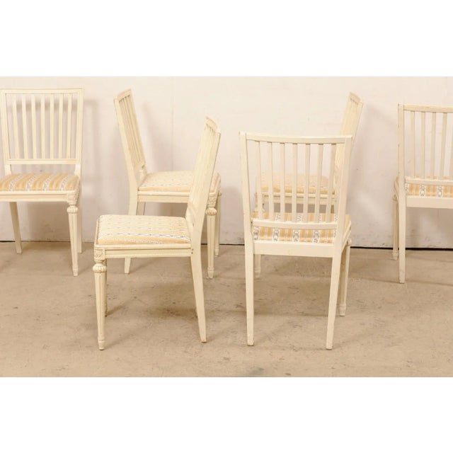 Mid 20th Century Swedish Side Chairs, Cream Finish - Set of 6 For Sale - Image 10 of 12