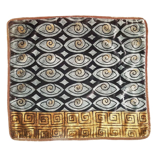 Greek Meander Silk Velvet Pillow Cover For Sale