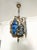 Vintage French Brass Stained Glass Style Blue Colored Chandelier Basket Ceiling Fixture For Sale - Image 6 of 11