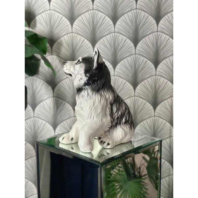Late 20th Century Late 20th Century Vintage Italian Husky Puppy Dog Ceramic Figure Statue Sculpture For Sale - Image 5 of 9